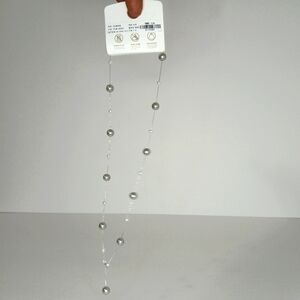 Faux Pearl Necklace Silver White Stainless Steel